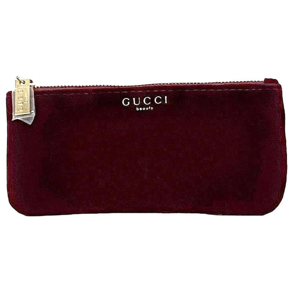 Gucci Pouch Beauty Velour Cosmetic Suede Zipper Birthday Bordeaux Purple